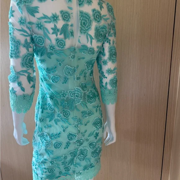 Naeem Khan Turquoise Floral Lace Mini Dress NWT - Picture 6 of 12